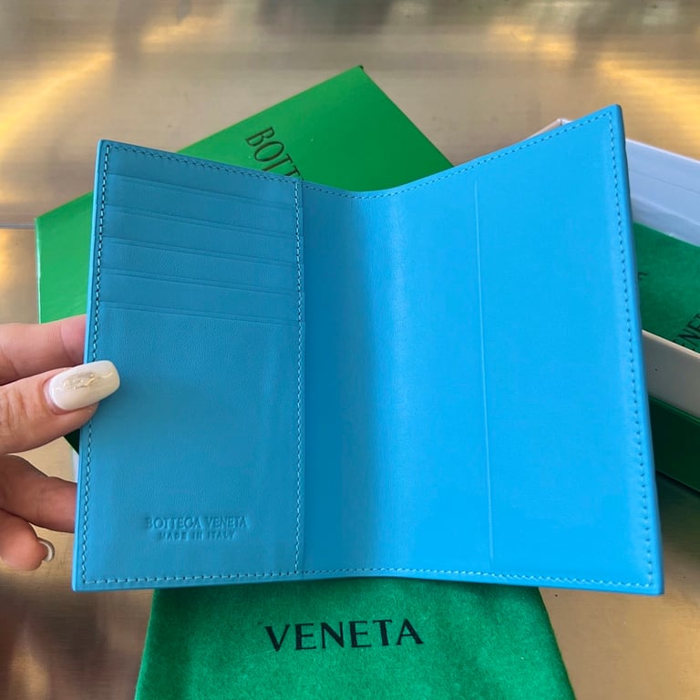Bottega Veneta Intrecciato Passport Holder Blue 607482 - 6