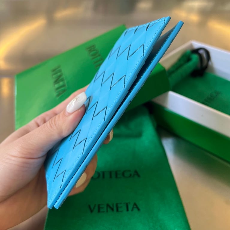 Bottega Veneta Intrecciato Passport Holder Blue 607482 - 9