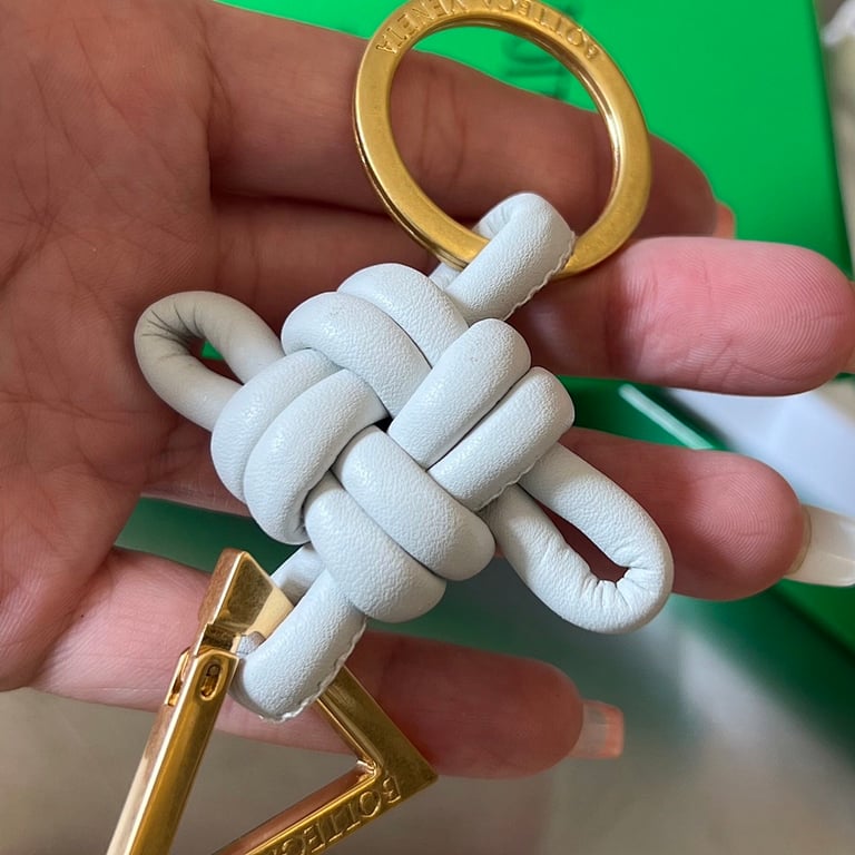 Bottega Veneta Knot Leather Keyring White - 2