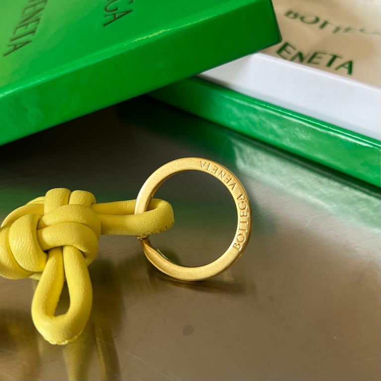 Bottega Veneta Knot Leather Keychain 619100 Yellow - 4