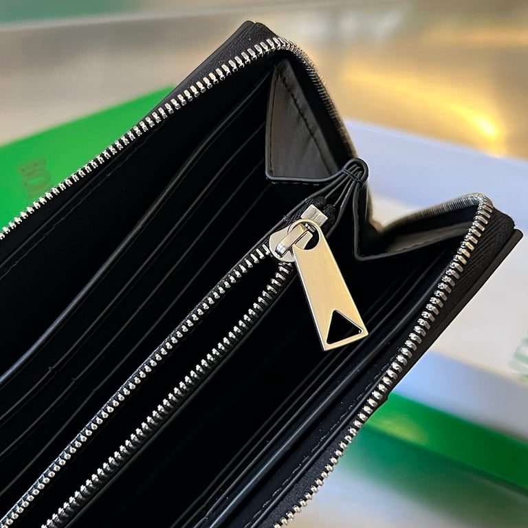 Bottega Veneta Intrecciato Zip Around Wallet Black - 5