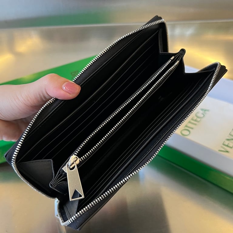 Bottega Veneta Intrecciato Zip Around Wallet Black - 6