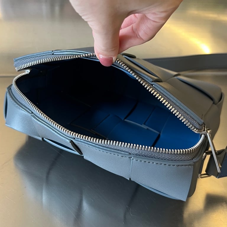 Bottega Veneta Cassette Camera Bag Grey Blue - 5