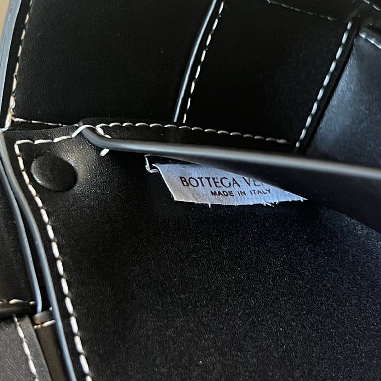 Bottega Veneta Cassette Belt Bag Black with White Stitching - 2