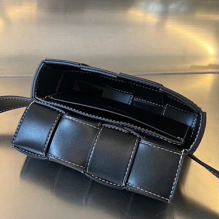Bottega Veneta Cassette Belt Bag Black with White Stitching - 4