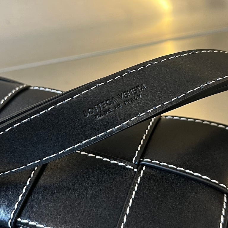 Bottega Veneta Cassette Belt Bag Black with White Stitching - 6
