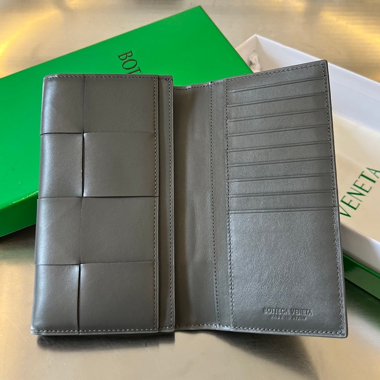 Bottega Veneta Maxi Intrecciato Long Wallet Grey - 5