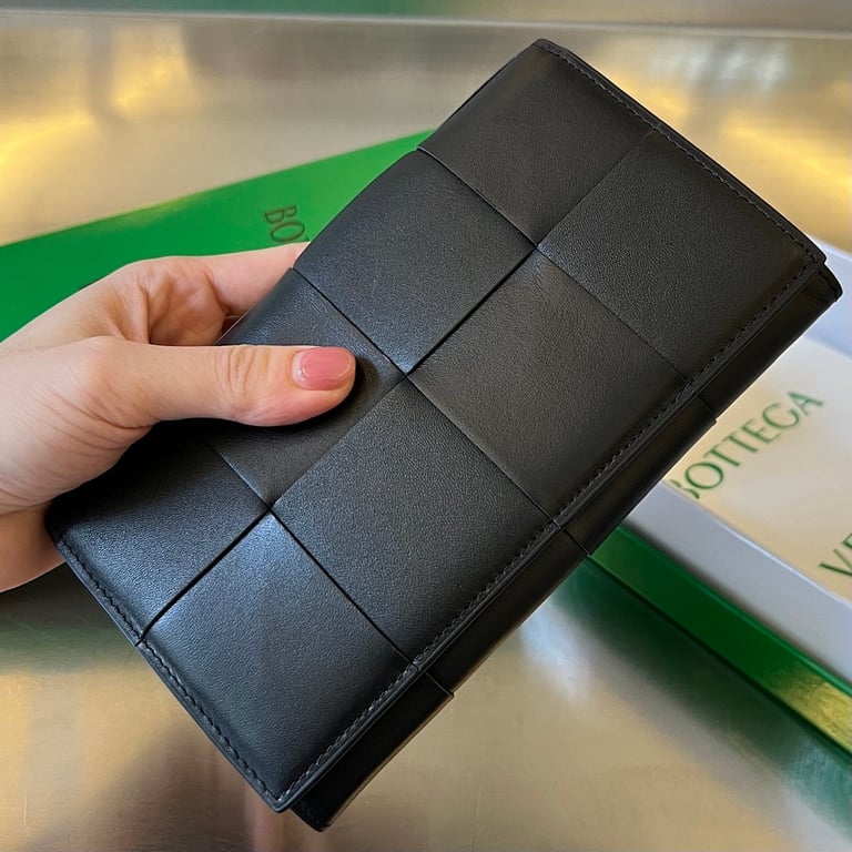 Bottega Veneta Maxi Intrecciato Long Wallet Black - 7