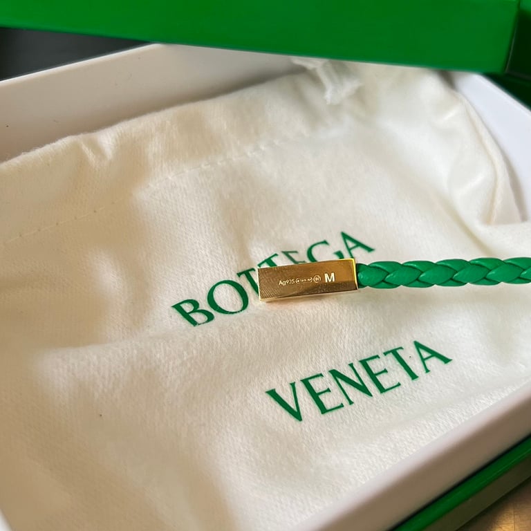 Bottega Veneta Braided Leather Bracelet Green - 2