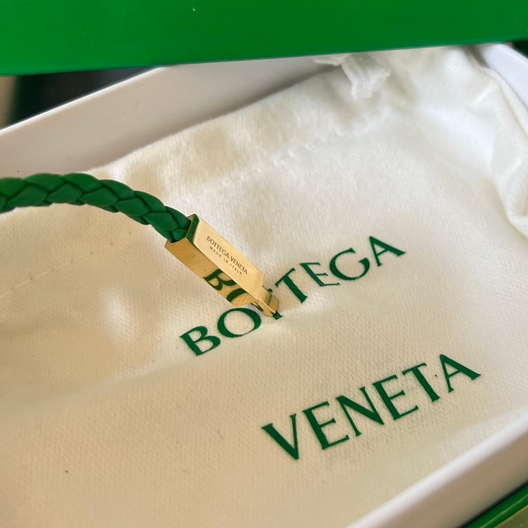 Bottega Veneta Braided Leather Bracelet Green - 3