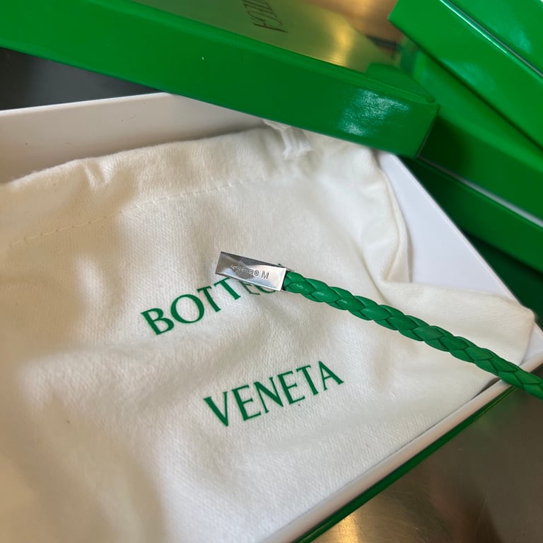 Bottega Veneta 732416 Woven Leather Bracelet Green - 3