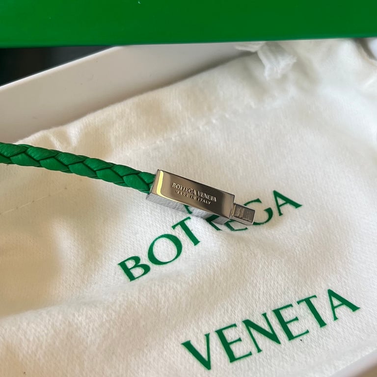 Bottega Veneta 732416 Woven Leather Bracelet Green - 4