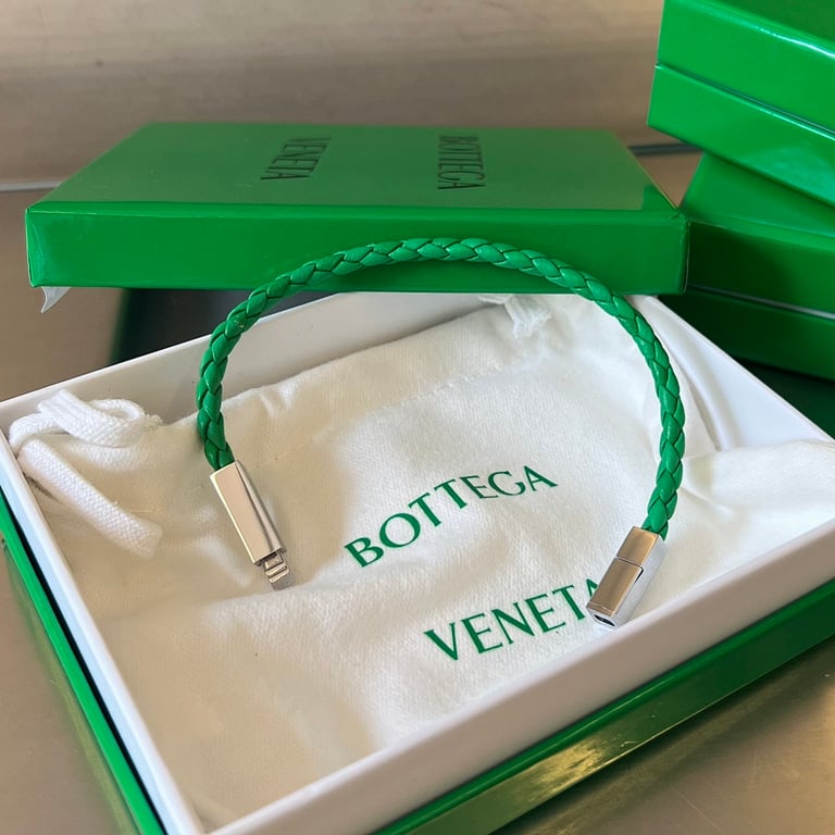 Bottega Veneta 732416 Woven Leather Bracelet Green - 5