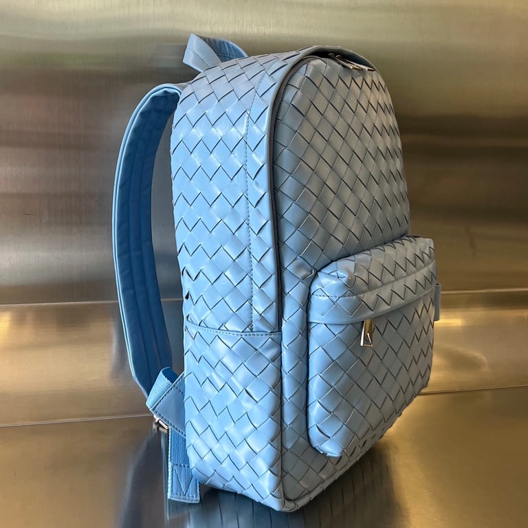 Bottega Veneta Intrecciato Leather Backpack Light Blue - 8