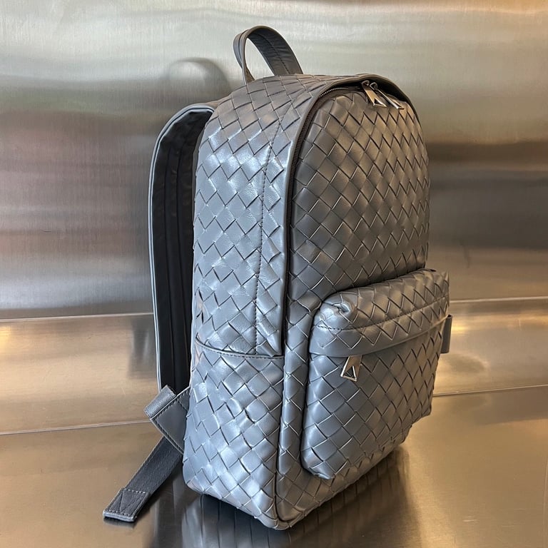 Bottega Veneta Intrecciato Leather Backpack Grey - 9