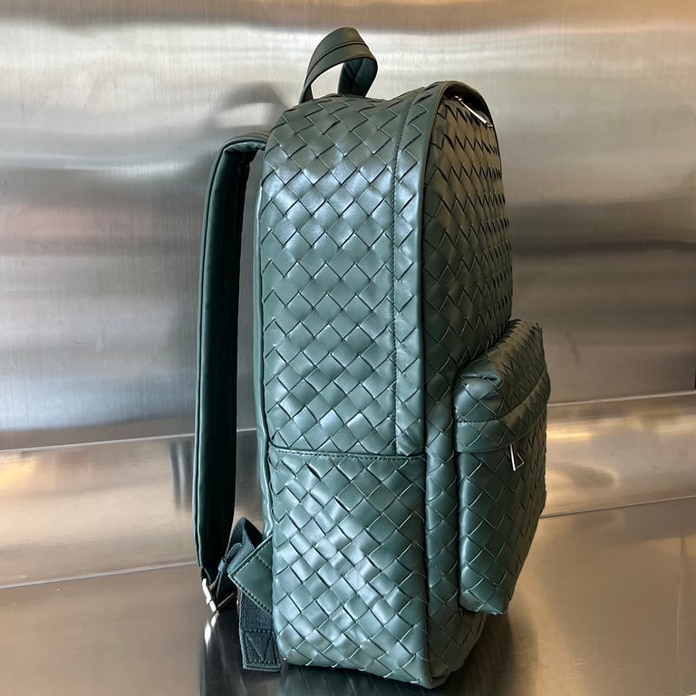 Bottega Veneta Intrecciato Leather Backpack Green - 9