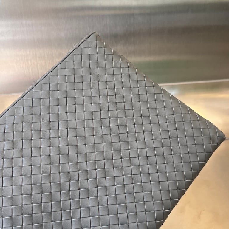 Bottega Veneta Intrecciato Leather Clutch Grey - 7