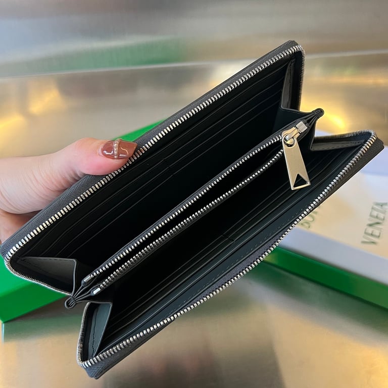 Bottega Veneta Intrecciato Zip Around Wallet Black - 6