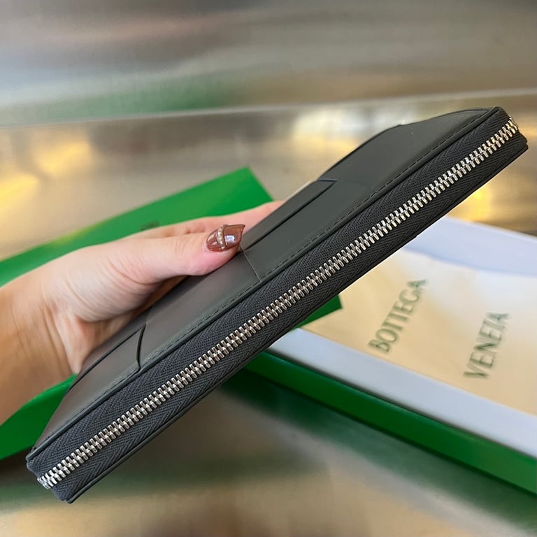 Bottega Veneta Intrecciato Zip Around Wallet Black - 9