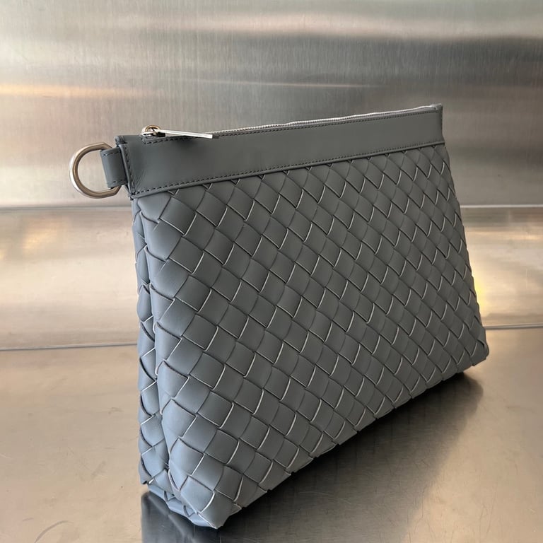Bottega Veneta 651852 Intrecciato Leather Clutch Grey - 9
