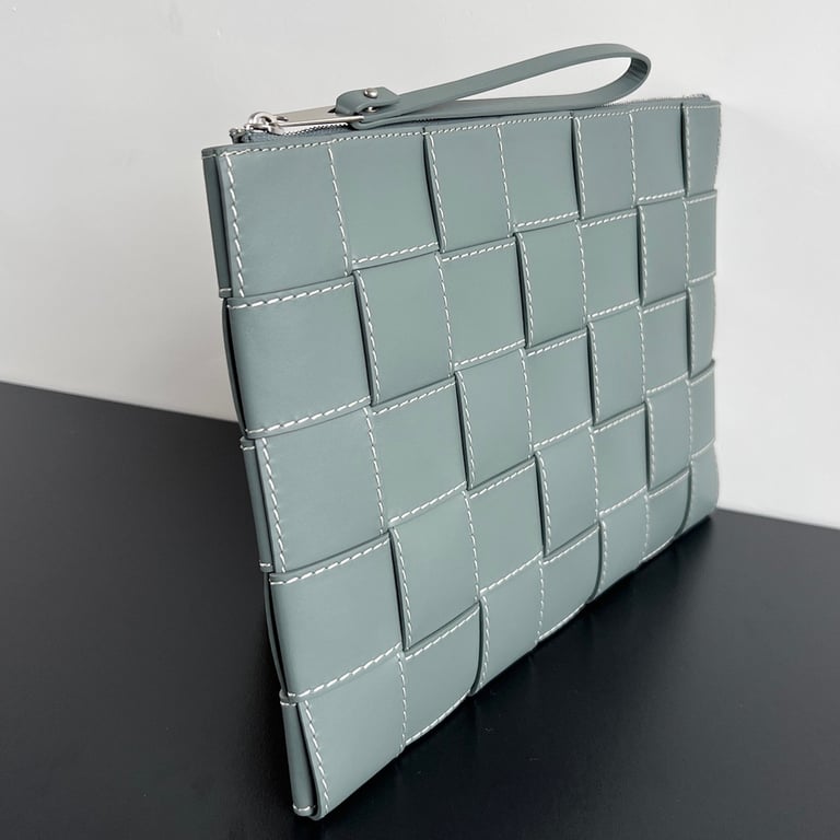 Bottega Veneta 649616 Stitched Intrecciato Clutch Slate Grey - 9