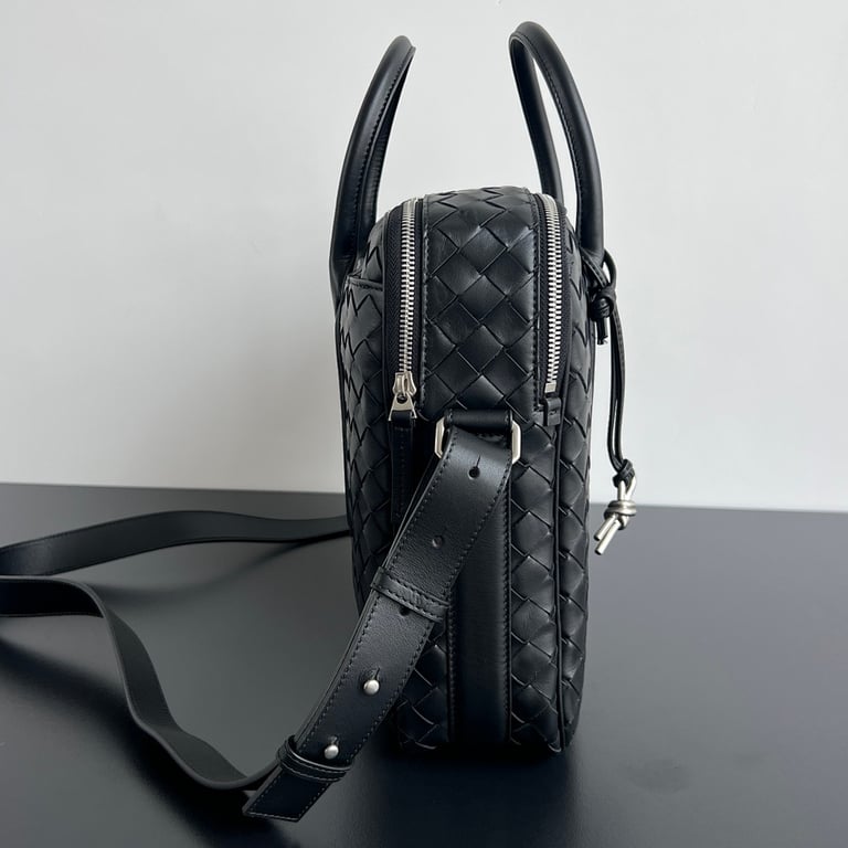 Bottega Veneta Getaway Intrecciato Briefcase Black - 14