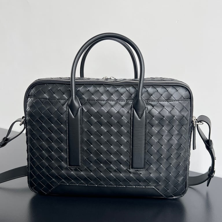 Bottega Veneta Getaway Intrecciato Briefcase Black - 15