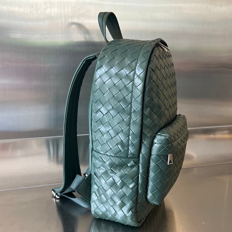 Bottega Veneta Intrecciato Leather Backpack 730728 Green - 9