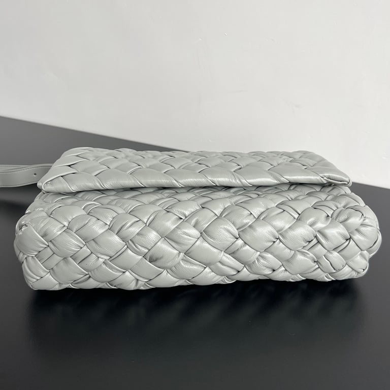 Bottega Veneta Rumple Woven Leather Bag Grey - 12