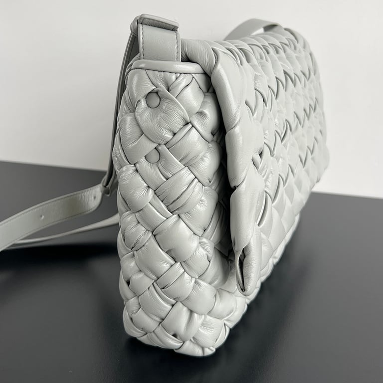 Bottega Veneta Rumple Woven Leather Bag Grey - 14