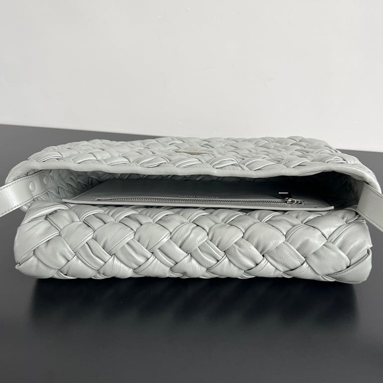 Bottega Veneta Rumple Woven Leather Bag Grey - 4
