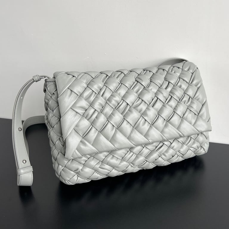 Bottega Veneta Rumple Woven Leather Bag Grey - 6