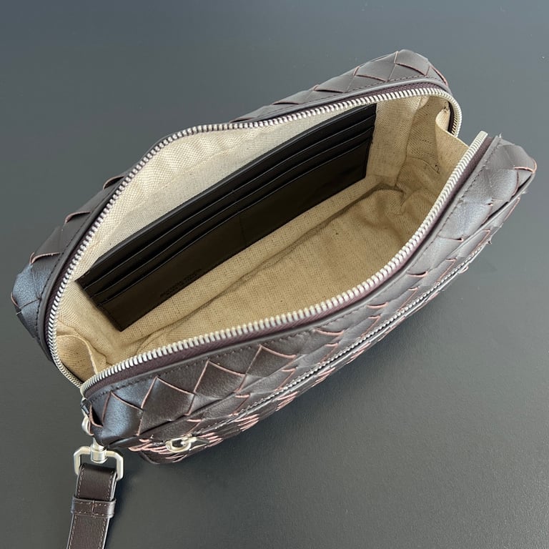Bottega Veneta Intrecciato Leather Pouch Chocolate Brown - 6