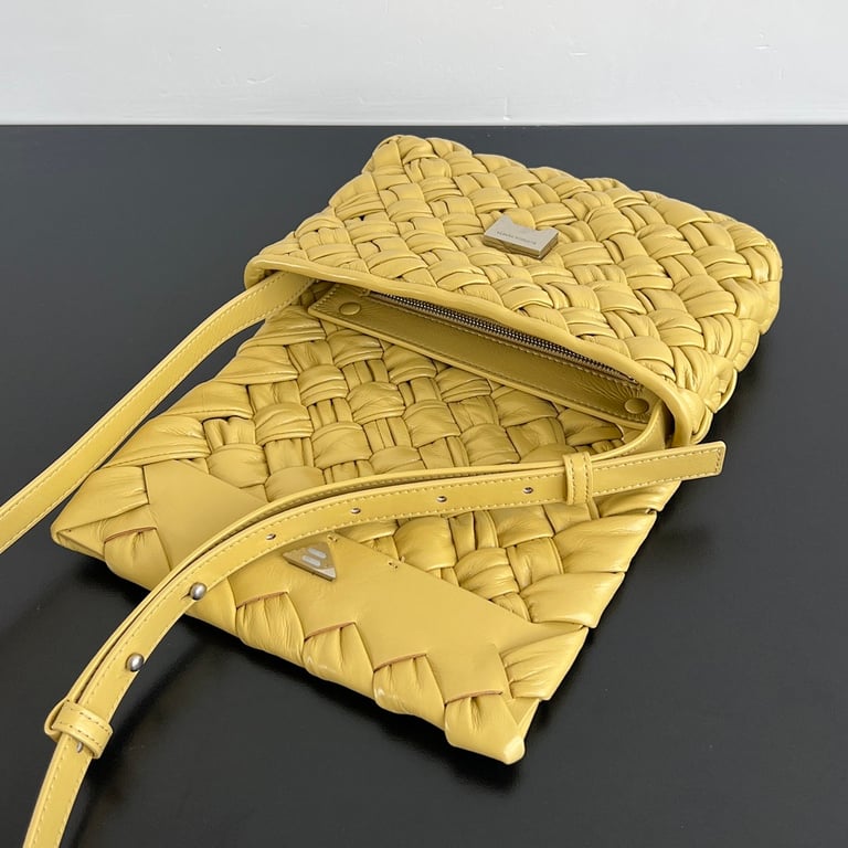 Bottega Veneta Rumple Woven Leather Bag Yellow - 5