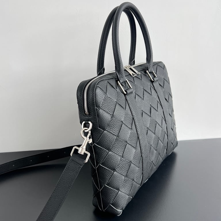 Bottega Veneta Intrecciato Leather Briefcase Black 799765 - 9