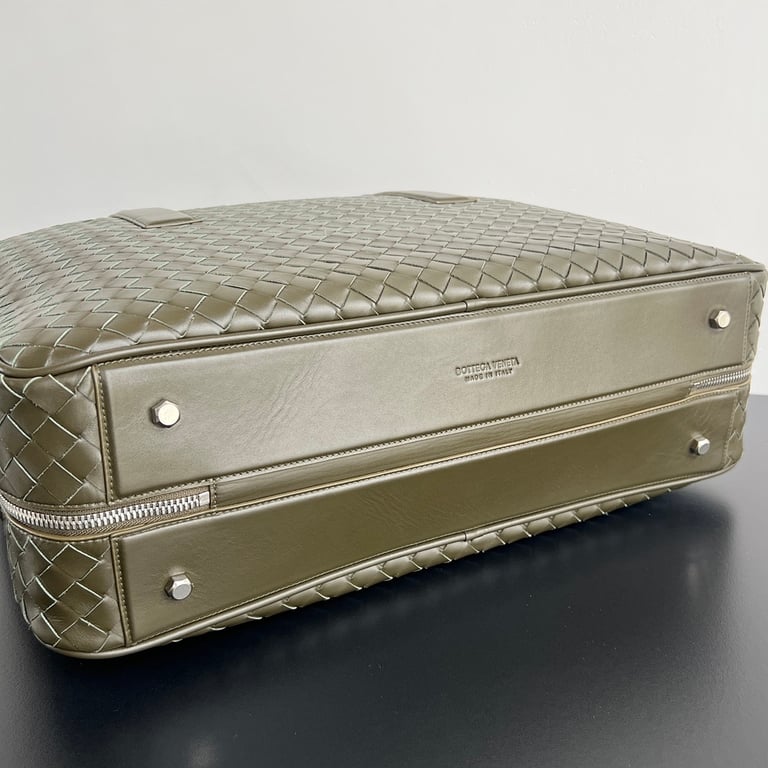 Bottega Veneta Intrecciato Leather Travel Bag 765620 Olive Green - 11