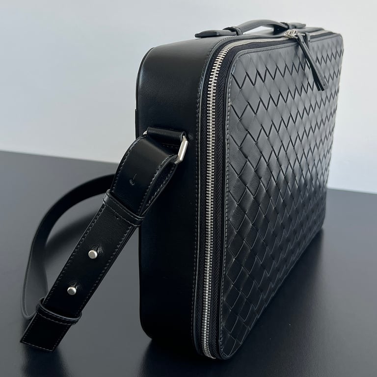 Bottega Veneta Getaway Intrecciato Briefcase Black - 8