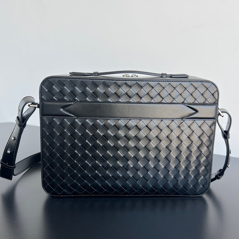 Bottega Veneta Getaway Intrecciato Briefcase Black - 9
