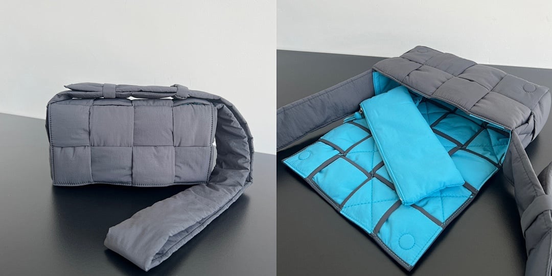 Bottega Veneta Padded Cassette Nylon Grey/Blue - 2