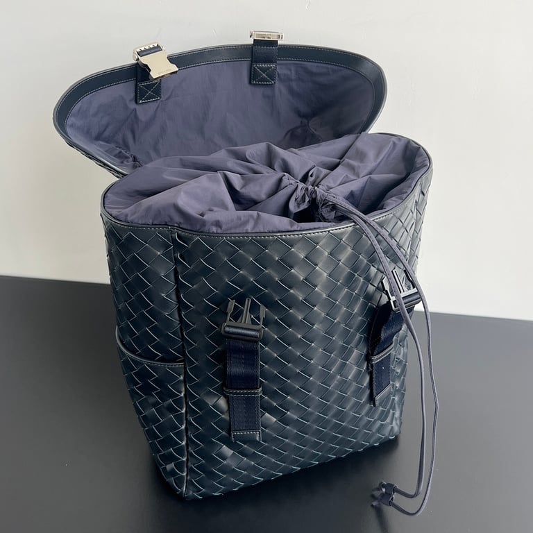 Bottega Veneta 766580 Woven Leather Backpack Space Blue - 7