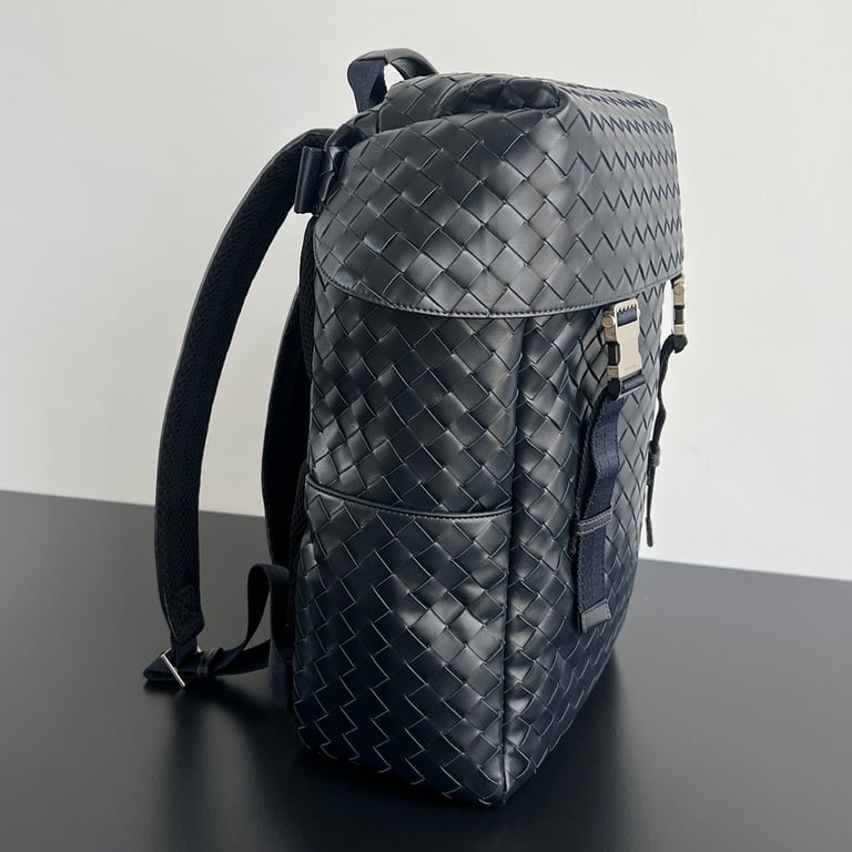 Bottega Veneta 766580 Woven Leather Backpack Space Blue - 9