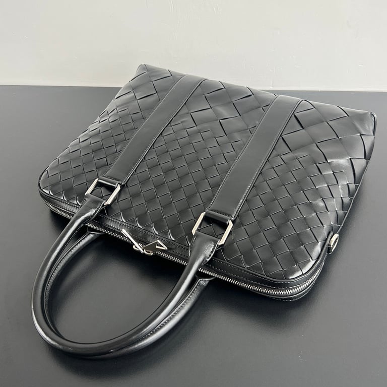 Bottega Veneta Intrecciato Leather Briefcase Black - 7
