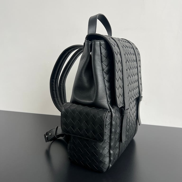 Bottega Veneta Intrecciato Leather Backpack Black 805971 - 9
