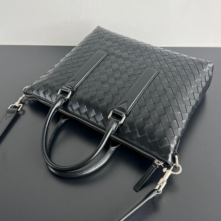 Bottega Veneta Intrecciato Leather Briefcase Black - 7
