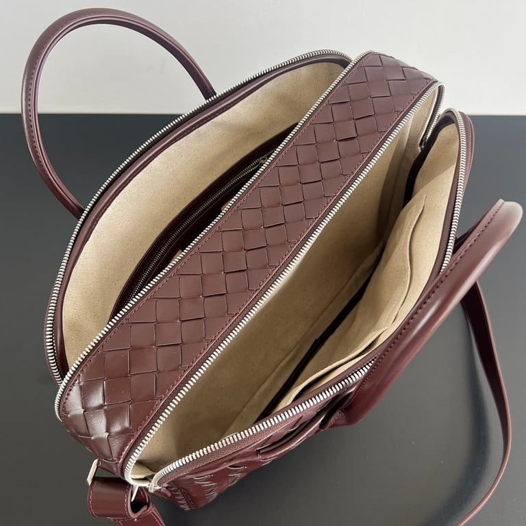 Bottega Veneta Getaway Intrecciato Briefcase Burgundy - 6