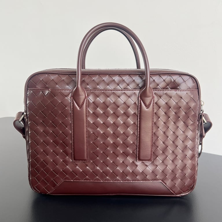 Bottega Veneta Getaway Intrecciato Briefcase Burgundy - 8