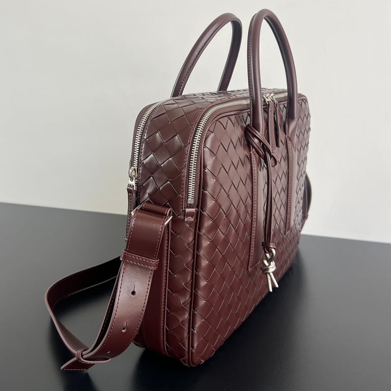 Bottega Veneta Getaway Intrecciato Briefcase Burgundy - 9