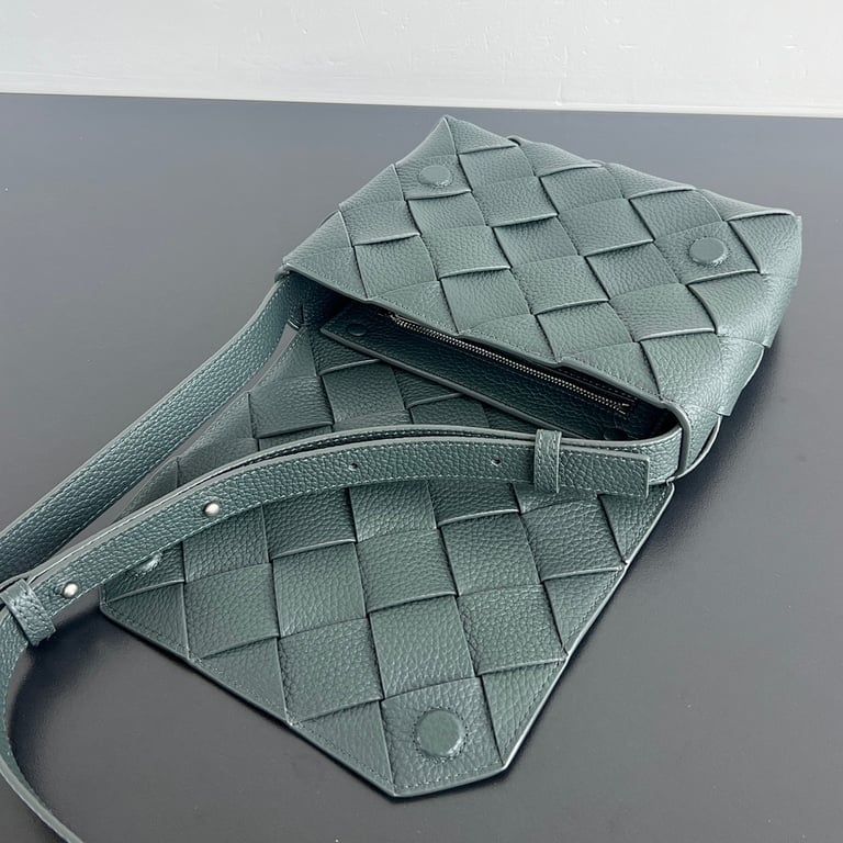 Bottega Veneta Cobble Intreccio Crossbody Bag Green - 6
