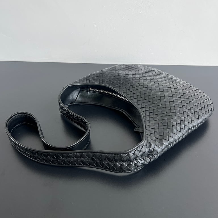 Bottega Veneta Intrecciato Small Weave Hobo Bag Black - 7