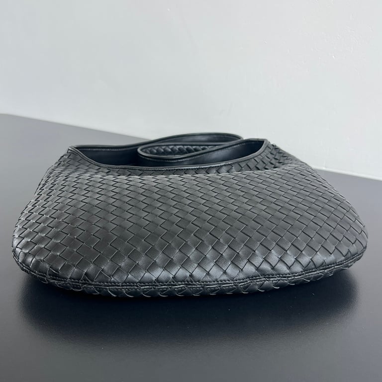 Bottega Veneta Intrecciato Small Weave Hobo Bag Black - 8